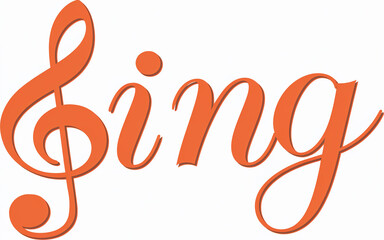 Naklejka premium Orange Treble Clef Sing Music Symbol Graphic