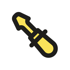 The image shows a pixel art representation of a golden screwdriver or similar tool.