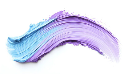 Soft lilac and pale blue acrylic paint brush streaks isolated on white background
