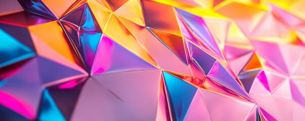 Vibrant Futuristic Surface with Triangular Pyramids. Multicolored Polygonal Texture.