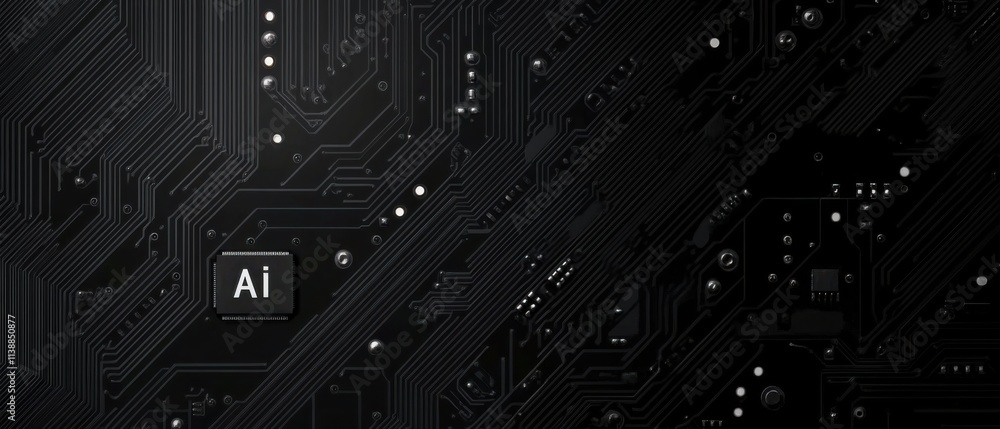 Poster abstract closeup of ai circuit board technology background