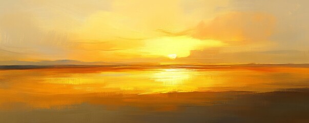 Obraz premium serene sunset over golden landscape with light reflections