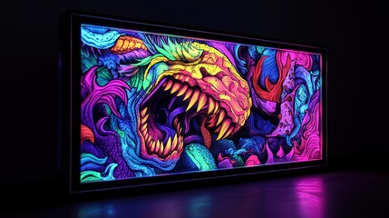 Neon Dragon Artwork: Psychedelic Beast in Vibrant Colors