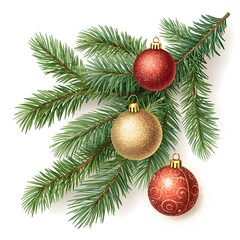 Fototapeta premium christmas tree branch with red ball