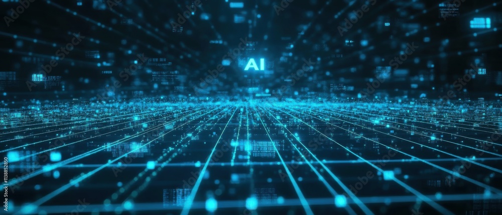 Poster abstract ai data network: futuristic digital technology background