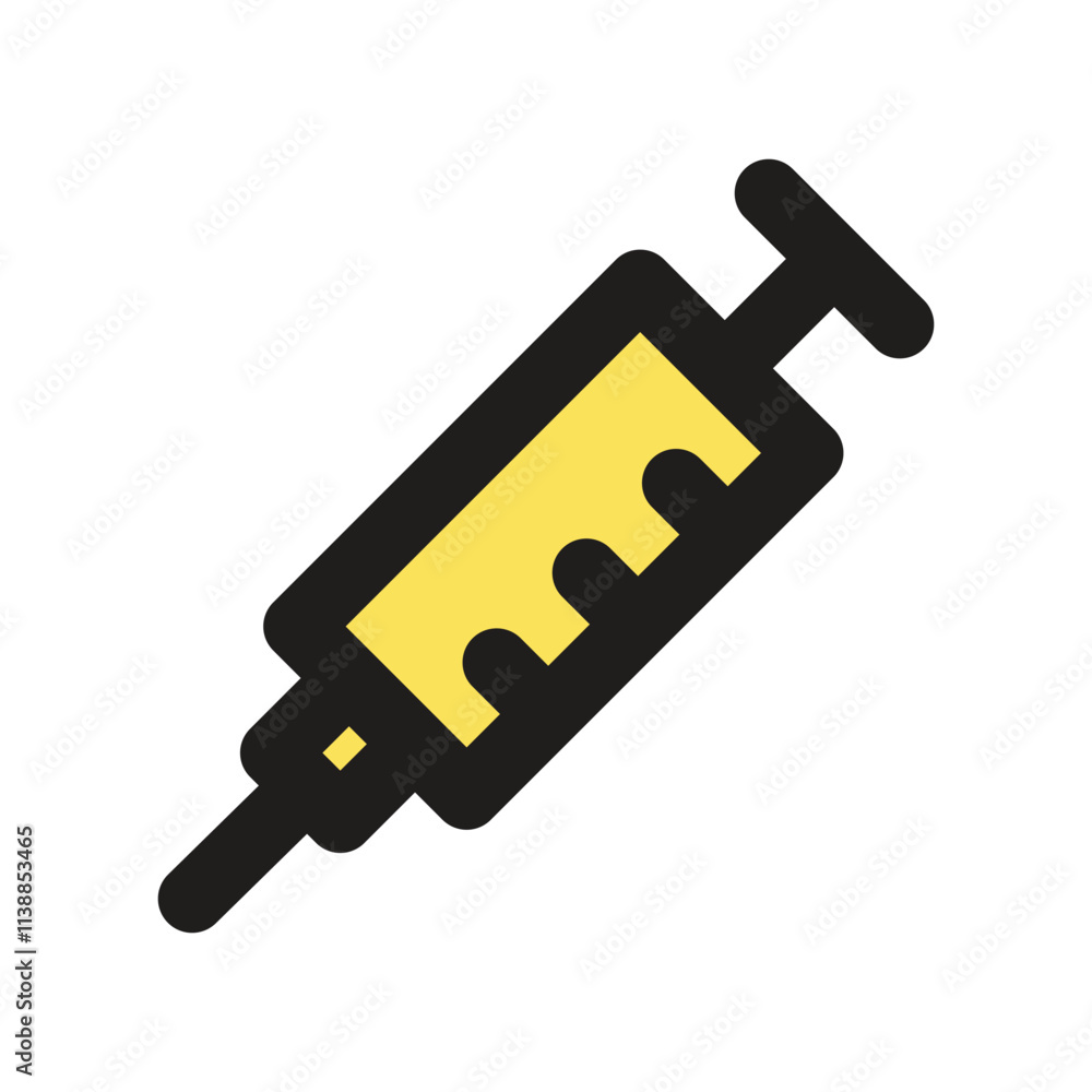 Poster the image shows a low-resolution pixel art depiction of a syringe.