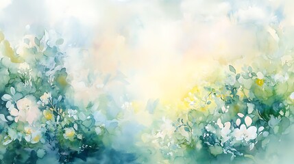 Floral fantasy illustrated background of plants and flowers in bright colors