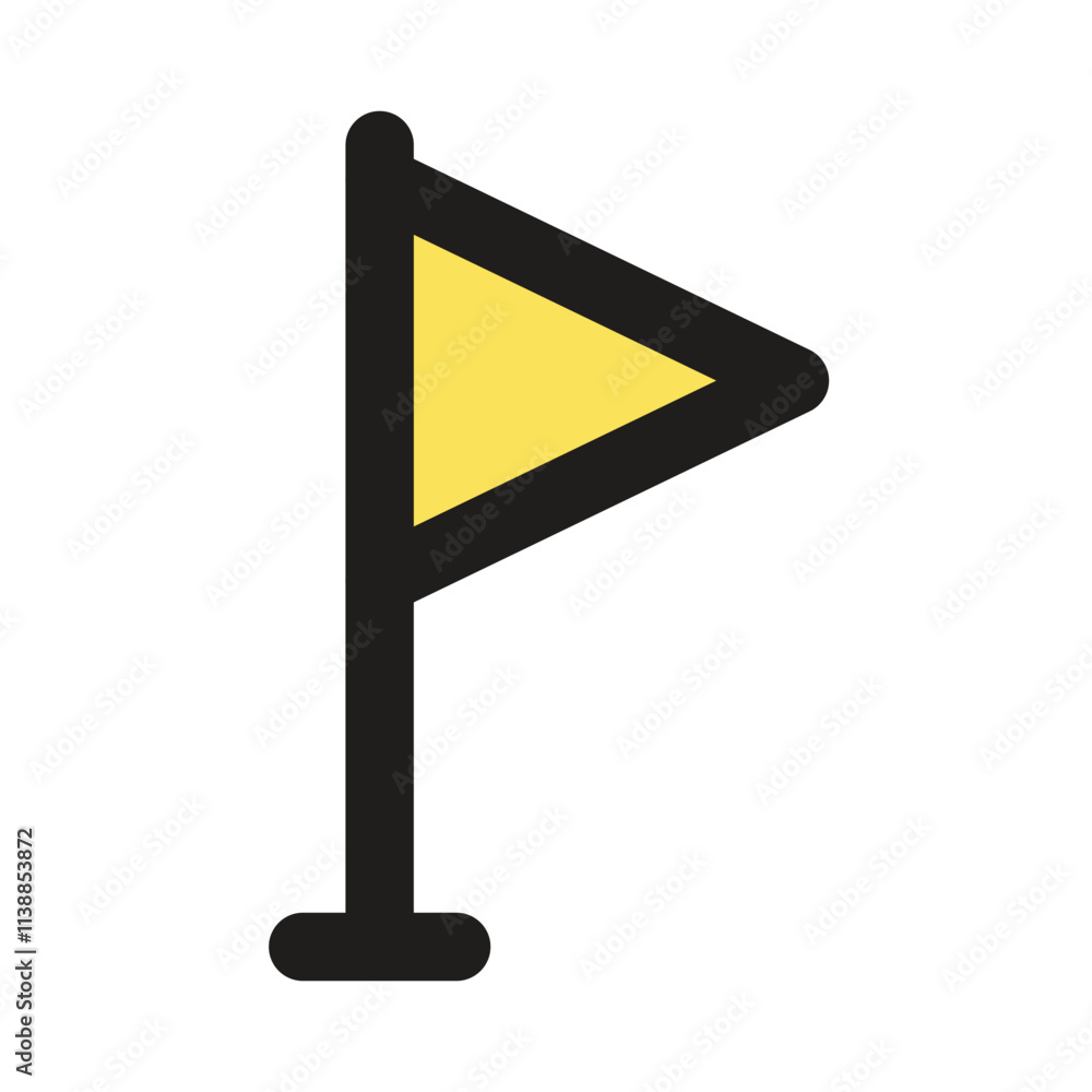 Aufkleber the image shows a minimalistic yellow triangular flag on a black pole a simple graphic symbol.