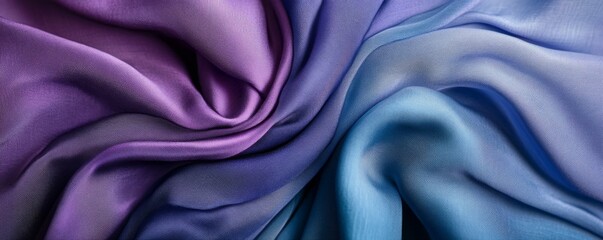 Obraz premium Purple and Blue Cloth with Ripples and Folds. Multicolored Smooth Surface Wallpaper.