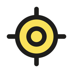 The image shows a simple graphic of a target with concentric circles and crosshairs suggesting aiming or focus.
