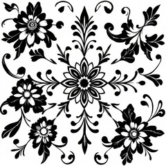 Obraz premium Elegant Black and White Floral Design for Decorative Use