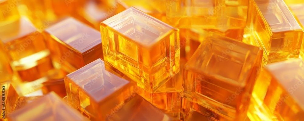 Poster orange and yellow, translucent blocks perfectly arranged to create a modern tech background. .