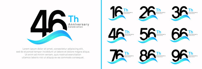 anniversary logotype set. vector design black color number can be use for special moment