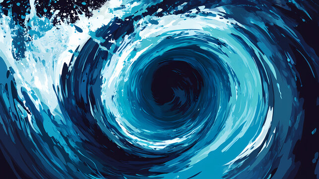 Swirling blue vortex of water creating a mesmerizing circular pattern with a dynamic flow. Vortex. Illustration