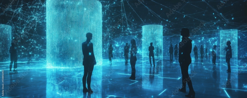 Poster the concept of communication and network. people who use wireless technology. visualization
