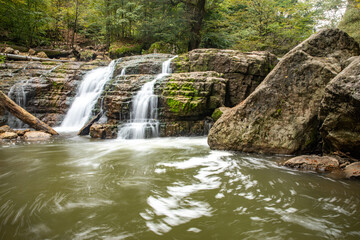 Fototapeta premium waterfall in forest in nature.