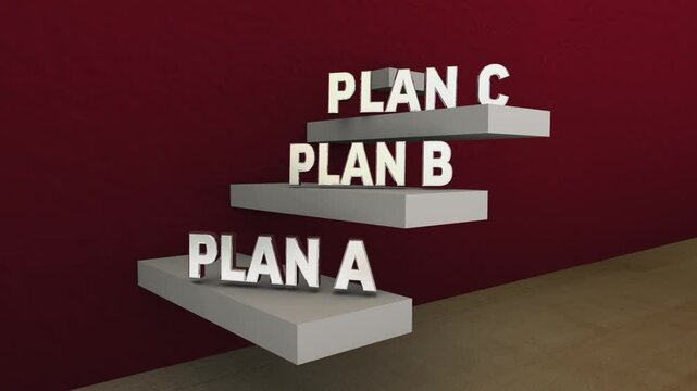 Plan A B C D Back-up Contingency Plans Strategy Steps Process 3d Animation