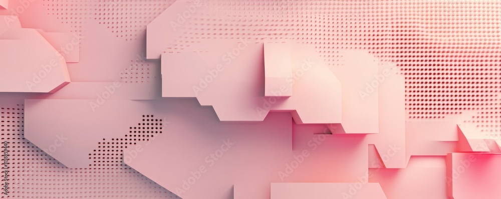 Poster pastel colored tech background with a geometric structure. clean, stepped design with extruded futur