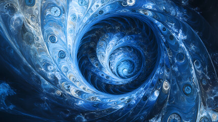 Blue swirling time vortex with multiple clocks and abstract background. Vortex. Illustration