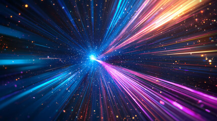 Obraz premium Distant quasar emitting powerful beams across the universe. Vortex. Illustration