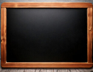 Blank black chalkboard in old wooden frame