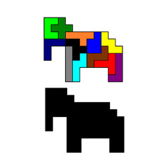 elephant with silhouette , pentamino animal