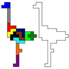 the ostrich is standing, pentamino animal