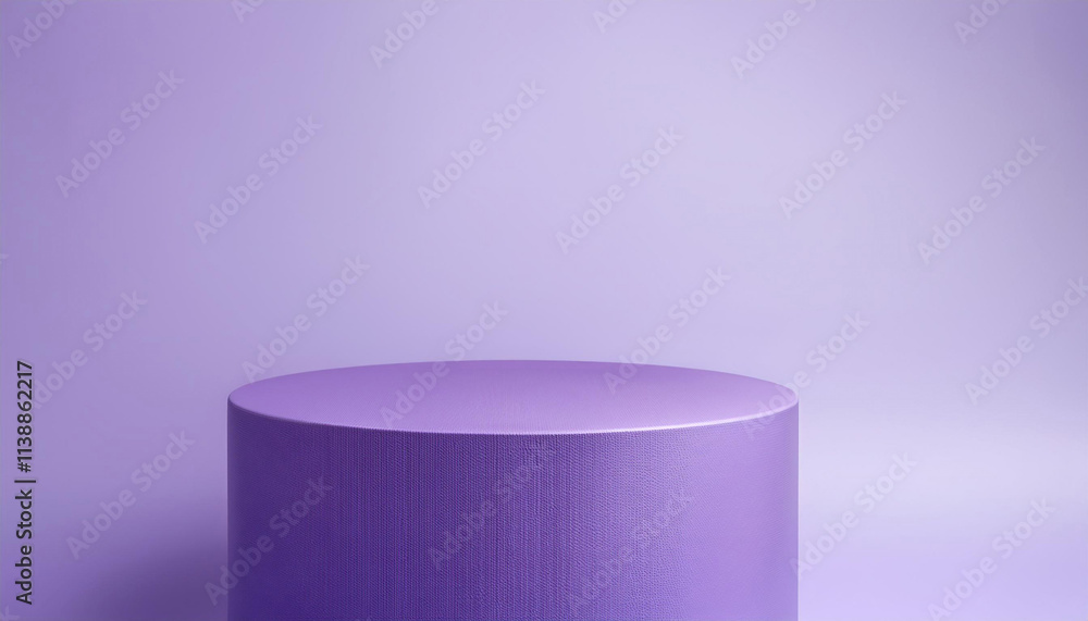 Poster 3d rendering purple color minimal concept cylinder pedestal or podium for product showcase display o