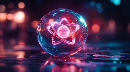 A single atom undergoing metamorphosis, shedding energy in waves of light as it transforms into something new