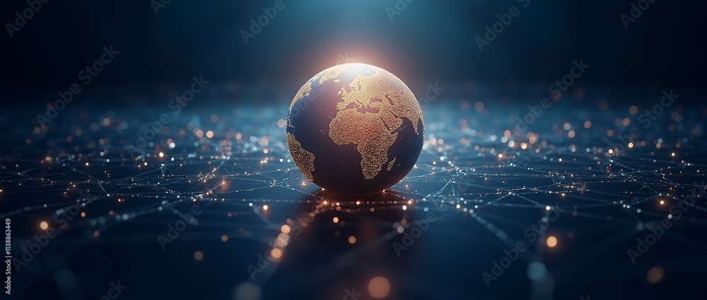 Poster a professional poster showcasing a glowing globe surrounded by connecting lines representing global 