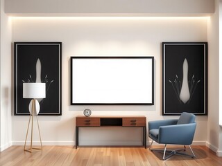 A sleek and contemporary mockup of office wall art featuring a stylish design, perfect for adding a modern touch to any workspace, decor, aesthetic