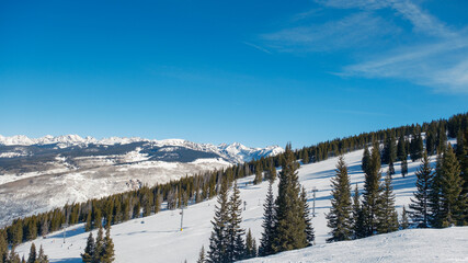 Ski day at Vail Colorado in the Rocky Mountains.
