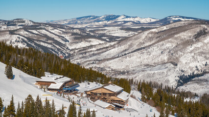 Ski day at Vail Colorado in the Rocky Mountains.