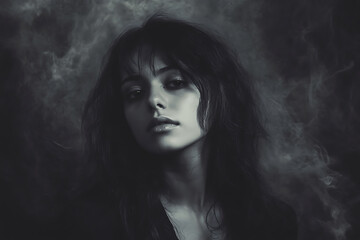 Fototapeta premium Mysterious Woman in the Shadows A Captivating Portrait