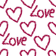 Valentine hearts seamless 14 February love pattern for wrapping paper