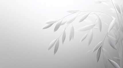Minimalist white oat plant on light background.