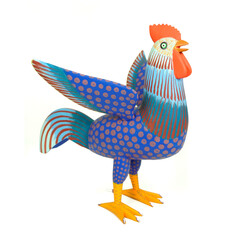 Colorful Wood Sculpture Rooster