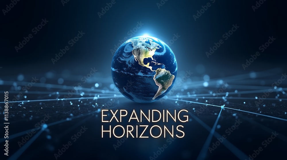 Aufkleber professional poster showcasing a glowing globe at the center with connecting lines - ideal for prese