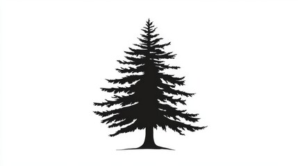 Fototapeta premium A vector logo of the silhouette of an old-growth Pacific Northwest Ponderosa pine tree, simple shapes, flat design, black on a white background, high contrast, high resolution, high quality, smooth ed