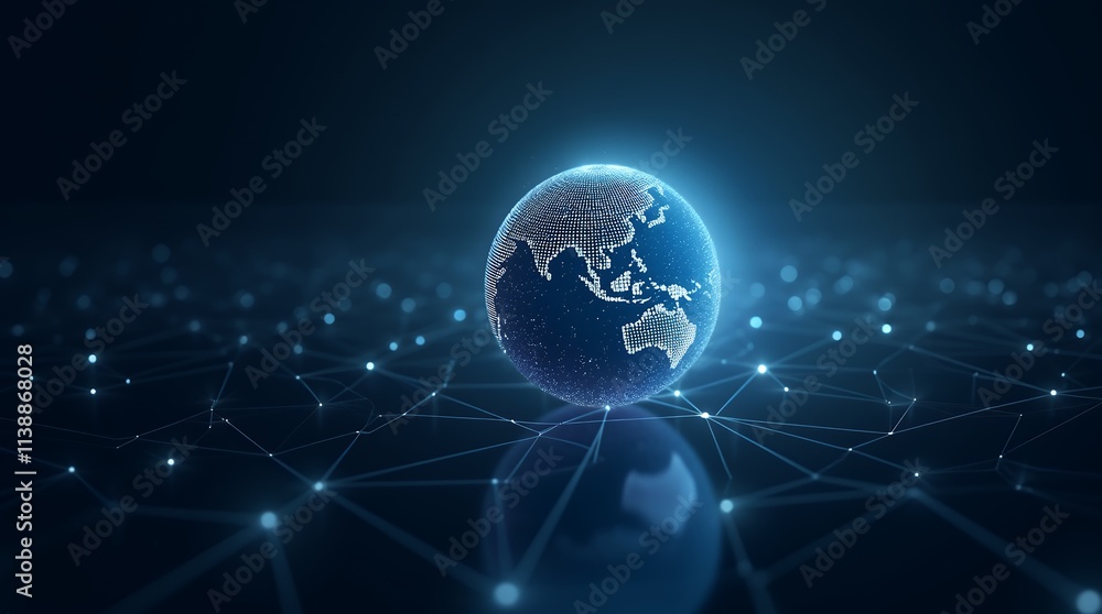 Poster a professional poster showcasing a glowing globe surrounded by connecting lines ideal for global out