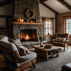 Cozy Stone Fireplace