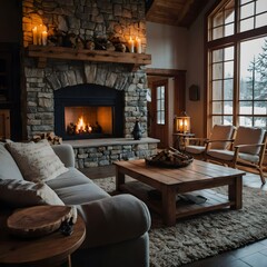 Cozy Stone Fireplace