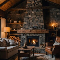 Cozy Stone Fireplace