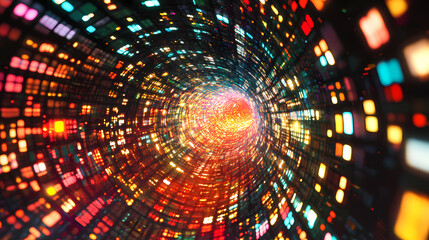 Obraz premium Abstract glowing vortex of digital data. Vortex. Illustration
