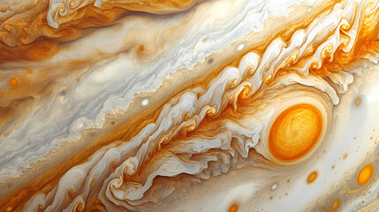 Abstract marble texture resembling jupiter's surface with swirling patterns in orange, white, and beige. ideal for backgrounds, wallpapers, and artistic designs. Vortex. Illustration