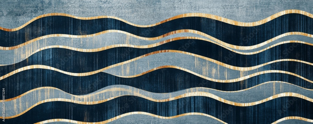 Poster repeat the vector pattern with the wavy texture of the line on the blue background. simple striped w
