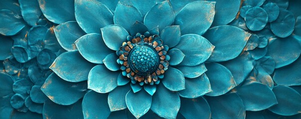 Diwali Concept featuring a Turquoise 3D Mandala Flower. Festival Background. .
