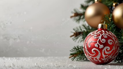 Gifts and Decorations: A Joyful Christmas Scene. Light Background with empty copy space. Generative AI