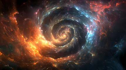 Obraz premium A mesmerizing vortex of vibrant, swirling light trails, radiating outwards in a captivating display of color and energy. Vortex. Illustration