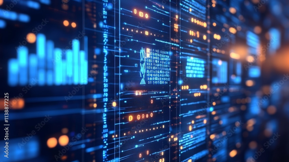 Poster glowing network abstract data flow. future digital technology concept. big data transmission